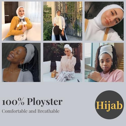 Harewom Muslim Hijab for Women Soft Stretch Headscarf Large Plain Turban Wrap Shawl Head Wrap for Everyday Wear - color: White Hijab Headscarf