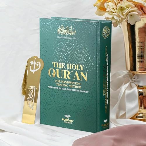 FURKAN Arabic Trace Quran, Hafs Riwaya, Naskh Style, Large Size(6.7x9.5″), Tracing Quran English, Al Quran Al Karim, Shadowed Quran, Islamic Gift, Gift for Men & Women, Hardcover Quran - Green - color: Green