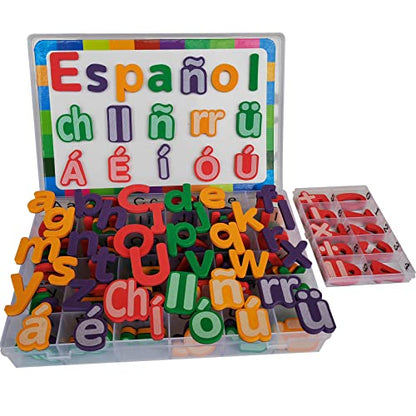 Spanish & English Magnetic Alphabet Letters & Number ABC Magnets Whiteboard, Letras Españolas Y Números Magnéticos para Niños, Educational Learning Toys for Kids Classroom Teaching Tool (4 Sets ES1) - style: 4 Sets ES1