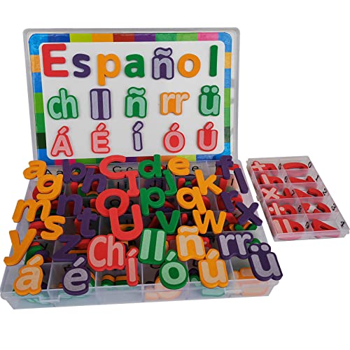Spanish & English Magnetic Alphabet Letters & Number ABC Magnets Whiteboard, Letras Españolas Y Números Magnéticos para Niños, Educational Learning Toys for Kids Classroom Teaching Tool (4 Sets ES1) - style: 4 Sets ES1