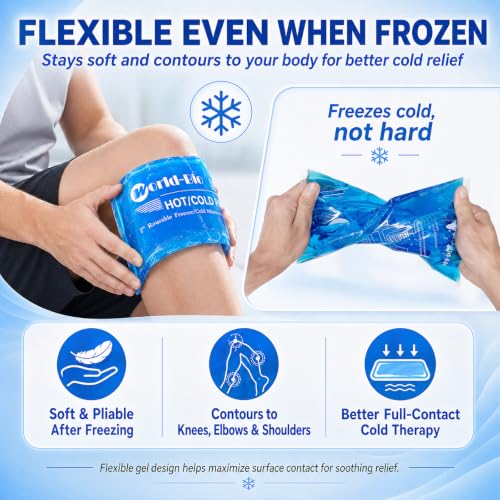 Large Gel Ice Packs for Injuries Reusable Hot Cold Pack Compress for Pain Relief, Rehabilitation, Comfort Ice Gel Pack Flexible Therapy on Neck, Arm, Knee, Leg, Shoulder, Elbow, Wrist - 2 Pack Blue - color: 12.2" X 8.2" - 2 Ice Packs