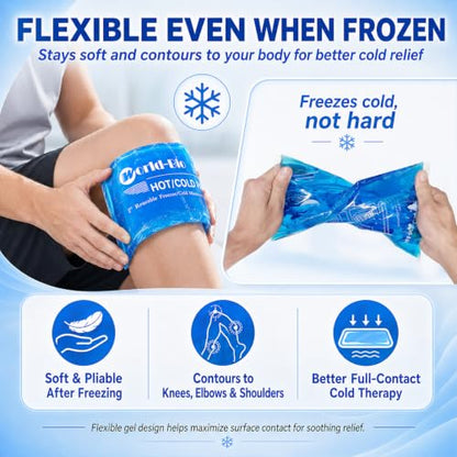 Large Gel Ice Packs for Injuries Reusable Hot Cold Pack Compress for Pain Relief, Rehabilitation, Comfort Ice Gel Pack Flexible Therapy on Neck, Arm, Knee, Leg, Shoulder, Elbow, Wrist - 2 Pack Blue - color: 12.2" X 8.2" - 2 Ice Packs
