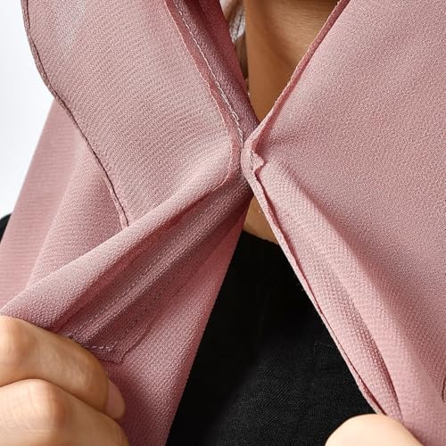 Instant Chiffon Hijab Set 3-in-1 Scarf with Built-in Magnets and Undercaps Head Wraps with Model Cap - color: Pink