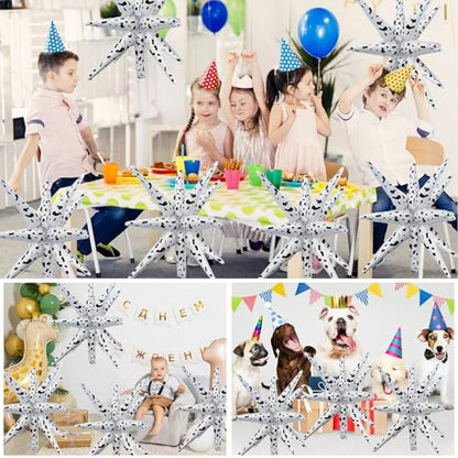 6 Pcs Spots Star Foil Balloons One-Piece 14-Pointed Star Balloon 4D Starburst Cone Mylar Balloon 22inch Christmas Birthday Wedding Wedding Anniversary Party Supplies (Spots) - color: 22 Inches Spots
