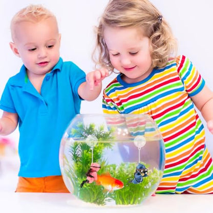 4pcs Floating Fish Tank Decoration - Floating Little Diver & Retro Submarin | Cute Underwater Dver Ornament,Aquarium Decoration Ornaments,Playmate for Tank Suitable for All Kinds of Fish and Tanks