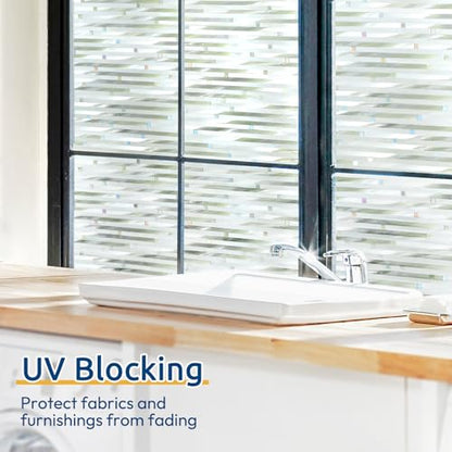 rabbitgoo Window Privacy Film, Frosted Glass Window Film, 23.6" x 118.1" - color: Striped, size: 23.6" x 118.1"