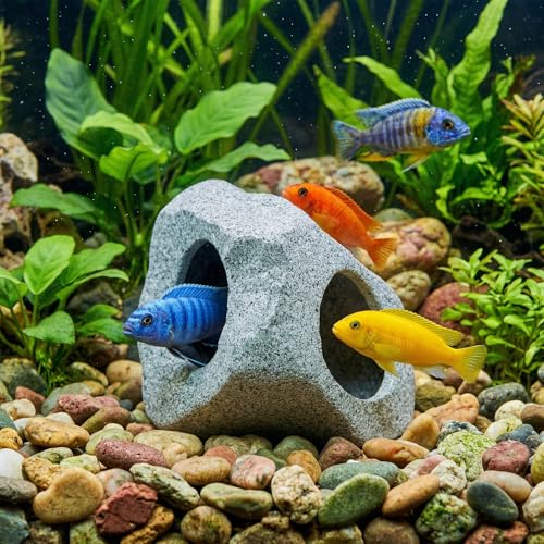 Premium Beta Fish Tank Decor, Beta Fish Tank Decorations, Betta Fish Tank Accessories, Fish Rocks Hiding, Playing, Resting Spots - Avoid Aggressive Behavior (Alien) - style: Medium-E.T