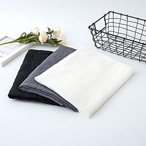 EVQ Soft Cotton Hemp Scarf Wrap Long Hijab Scarves for Women - color: Black+white+dark Gray