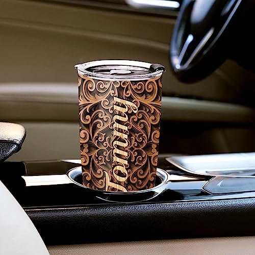WAZONE Personalized Elephant Tumbler Cup With Lid Animal 20oz 30oz Stainless Steel Wooden Drawings Insulated Coffee Travel Mug Custom Name Customized Gifts For Elephants Lover Men Women Teen - color: Elephant