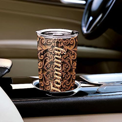 WAZONE Personalized Elephant Tumbler Cup With Lid Animal 20oz 30oz Stainless Steel Wooden Drawings Insulated Coffee Travel Mug Custom Name Customized Gifts For Elephants Lover Men Women Teen - color: Elephant