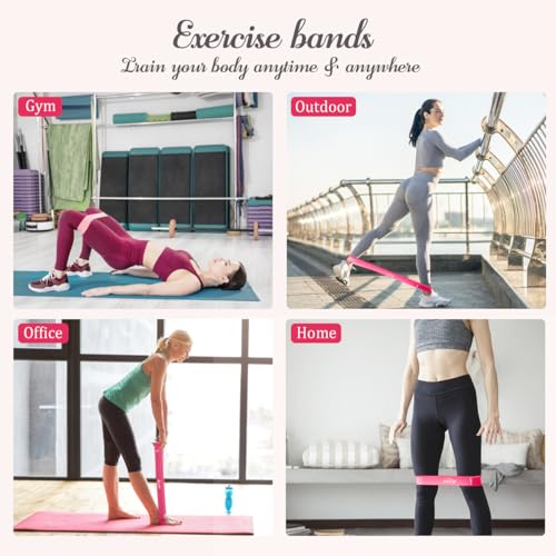 VEICK Resistance Loop Bands Set of 5, Exercise Bands with 5 Resistance Levels, Stackable Workout Bands for Strength Training, Pilates, Fitness Gear for Men Women Home Gym Office Travel - color: Purple
