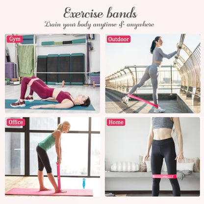 VEICK Resistance Loop Bands Set of 5, Exercise Bands with 5 Resistance Levels, Stackable Workout Bands for Strength Training, Pilates, Fitness Gear for Men Women Home Gym Office Travel - color: Purple