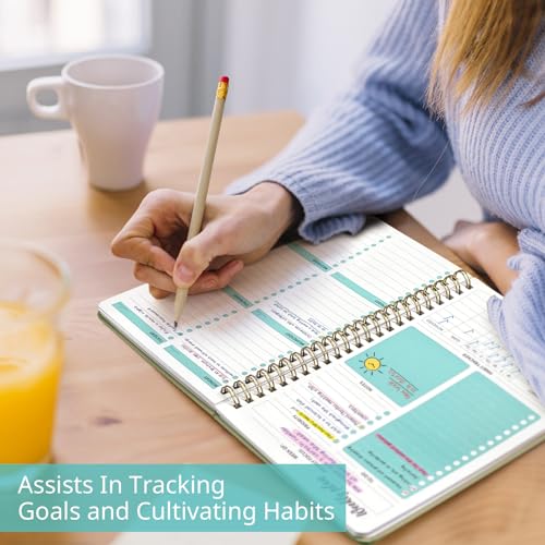 Taja Undated Weekly Planner, Weekly To Do List Notebook with Goal & Habit Tracker Organizer, A5 Weekly Planner Notebook with Spiral Binding, 6.1" x 8.2" - Green - color: a.Green