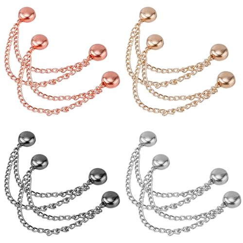 8pcs Multi-Function Magnetic Clothing Clips, Magnetic Button Clips with Chain Widely Used Magnet Clothing Pins Pant Waist Tightener Clip for Shirt Skirt Pants Dress(4 Colors) - color: 4 Colors