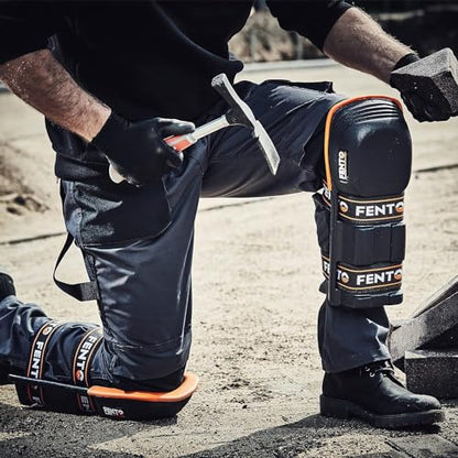 FENTO MAX | Extra Long Knee Pads for Men | Heavy duty Knee Protection with Adjustable Straps | Comfortable Knee Pads for Flooring, Constructions Works, Roofing, and Landscaping