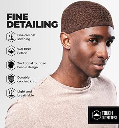 Tough Headwear Kufi Hat - Kufi Hats for Men Muslim, Turkish Kufi Cap - color: Brown