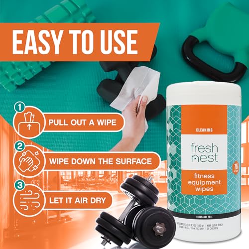Fitness Equipment Wipes - Cleaning Wipes for Yoga Mats, Pilates Studios, Gyms, Peloton & Cycle Bikes, Spas - Fragrance-Free Wipes Surface Cleaning for Home, Office, Gym 75-Count (Pack of 2) - size: 75 Count (Pack of 2)