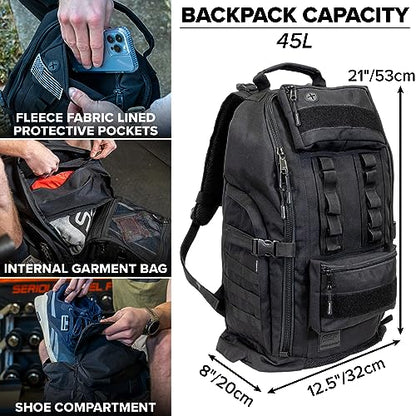 Tactical Backpack and Gym Bag 1000D Nylon Black - color: Black, style: Backpack (Tactical)