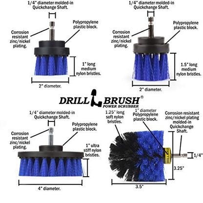 Marine Cleaning Supplies - Brush Kit for a Clean Boat - Boat Accessories - Tank Cleaner Tool Set - Hull and Deck Scrubbing Set - Professional Pool Cleaning Brushes - Aquarium Scrubber - Water Vessels - color: Blue
