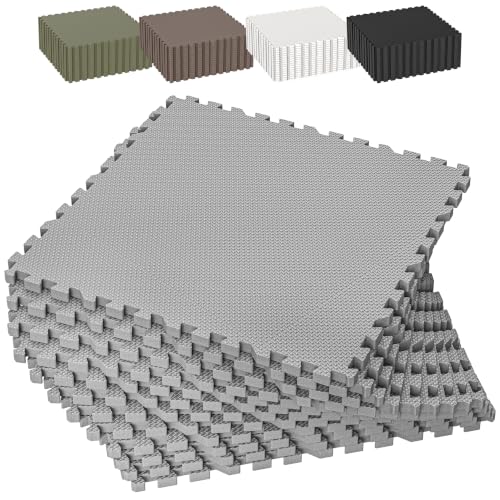 1/2" Thick 12 Pcs 48 Sq Ft EVA Foam Puzzle Exercise Mats, High-Density Interlocking Foam Floor Tiles for Home Gym, Gym Mat for Workout Equipment & Direct Exercise, Floor Padding for Kids - color: Grey, size: 48 Sq Ft (12 Tiles)