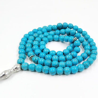 ALBASHAN Tasbih Turquoises stone 99 100 Prayer Beads Misbaha Islamic Eid Gift Muslim bracelets - size: 10mmx100beads