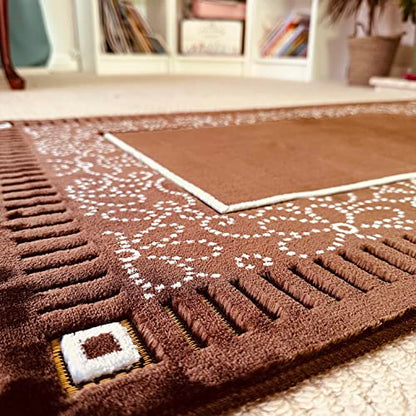 Mihrab Patterned Original Luxury Velvet Prayer Mat/Rug- 750g Weight | Made in Turkey (Coffee) - color: Coffee