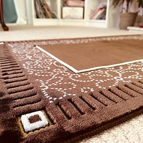 Mihrab Patterned Original Luxury Velvet Prayer Mat/Rug- 750g Weight | Made in Turkey (Coffee) - color: Coffee
