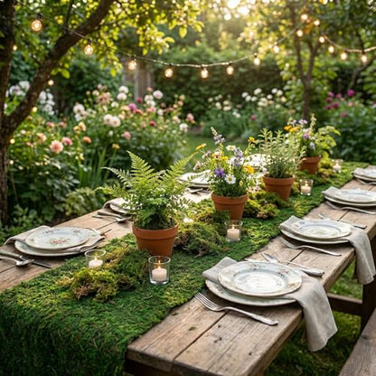 Fake Moss Table Runner 71" x12" - Realistic Green Moss Sheet for Crafts, Garden Party Decorations, Woodland Theme, Forest Decor 30x180CM