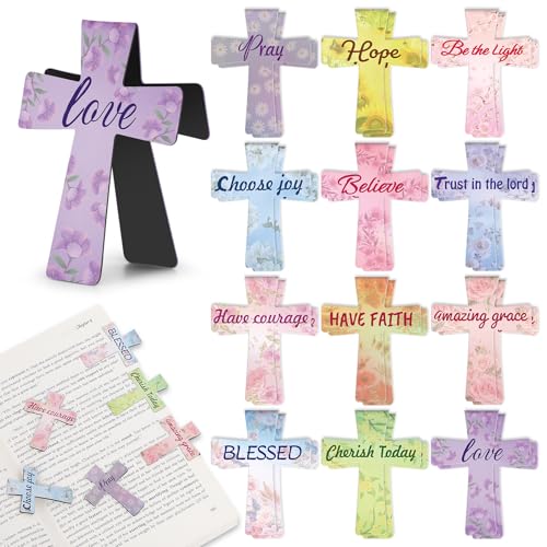 Magnetic Bookmarks - Tumwisk 24PCS Bible Bookmark Christian Bookmarks Cross Bookmark Book Magnets, Magnetic Cross Page Holders for Bibles Study, Religious Gifts for Teacher Students Book Lovers - color: Cross