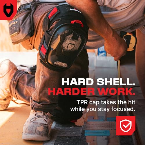 NoCry Professional Work Knee Pads for Men Construction with Ankle Support and Heavy Duty Anti-Slip Cap — Foam Cushion and Extra Thick Gel Padding — Reinforced Thigh & Shin Straps - style: Improved
