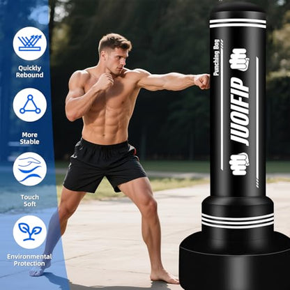 Heavy Punching Bag with Stand Adults Teens,70" Freestanding Boxing Bags Kicking Bag Heavy Bag with Boxing Gloves and Electric Air Pump, Kickboxing Training Equipment Bags Thai Fitness Karate - style: Digital Printing