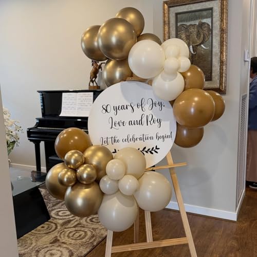 Neutral Brown Balloons, 12 Inch Brown Gold Sand White Cream Beige Ivory Helium Balloons with Metallic Champagne Gold Balloon for Boho Neutral Bridal Baby Shower Rodeo Birthday Wedding Thanksgiving - color: Brown Beige