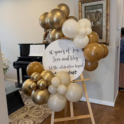 Neutral Brown Balloons, 12 Inch Brown Gold Sand White Cream Beige Ivory Helium Balloons with Metallic Champagne Gold Balloon for Boho Neutral Bridal Baby Shower Rodeo Birthday Wedding Thanksgiving - color: Brown Beige