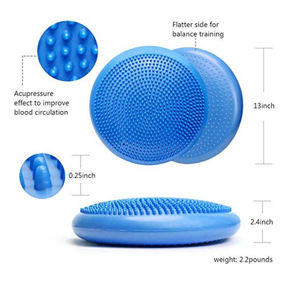 WIWAPLE Wiggle Seat, Inflatable Stability Balance Disc Wobble Cushion, Balance Disc Wiggle Seat, Flexible Seating Classroom with Free Air Pump Sensory Kids (Office & Home & School) - color: Blue