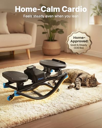 Merach Rocking Steppers for Exercise at Home, 3D Motion Stair Stepper with Resistance Bands for Full Body Workout & Low-Impact Balance Board, 330 LBS Loading Capacity Exercise Equipment - color: Black