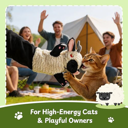 Cat Wrestling Glove, 22 inch Cat Puppet Wrestler with 3 Catnip Pouches & 3 Layer Resistant Protection, Interactive Cat Toy with Removable Bell for Boredom Relief & Mental Stimulation, Goat - color: Goat