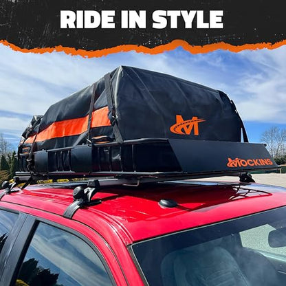 Mockins 20 Cu.Ft. Roof Cargo Bag for Top of Car | 53"x40"x17" All-Weather Rooftop Cargo Carrier Bag | Abrasion-Resistant Vinyl Car Top Carrier Without Roof Rack w/Mat, Straps, Hooks, Lock & Carry Bag - size: Bag: 53"x40"x17"