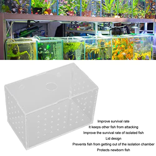 Fish Breeder Box, Aquarium Fish Breeding Boxes with Suction Cups, High Transparency Acrylic Hatchery Incubator Tank for Baby Fish Shrimp Clownfish Isolation and Rearing (14 * 8 * 9CM) - size: 14*8*9CM