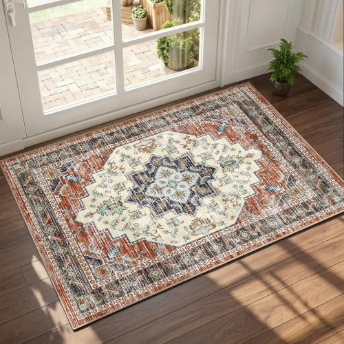 Area Rugs Small 2x3 Washable Non-Slip Boho Indoor Carpets, Taupe Red - color: Taupe Red, size: 2' x 3' (Rectangular)