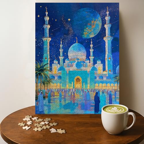 Blue Mosque Islam Jigsaw Puzzle - 500 Pieces Wooden Puzzle for Adults, Wall Art Gift, Finished Size: 20 x 15 Inch - color: Blue Mosque - 500 Pieces