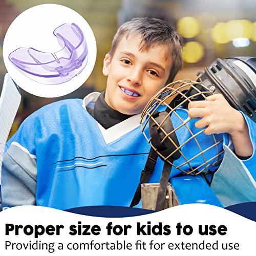 TOODOO 6 Pieces Braces Mouth Guard Kids Sports Mouth Guard for Kids Double Football Youth Mouthguards for Boxing Football Hockey Karate Basketball (Transparent Purple) - color: Transparent Purple