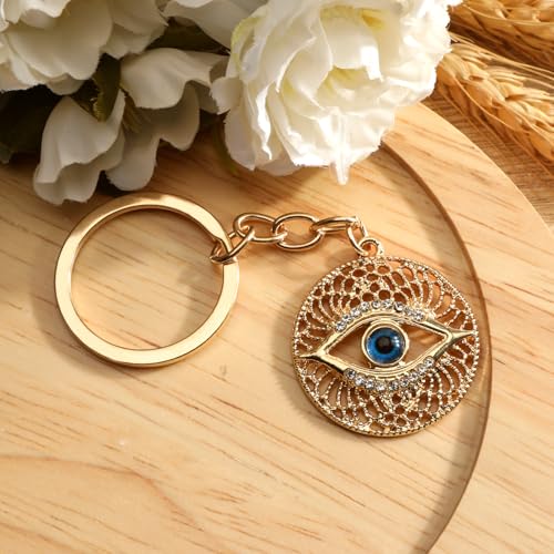 Evil Eye Keychain,Gold Keychain for Good Luck Protection,Mystical Talisman Gift for Women Friends Birthday Christmas