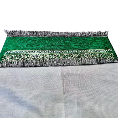 Muslim Prayer Rug, Prayer Mat, Special Turkish Prayer Mats, Prayer Rug for Muslim Man, Women, Kaaba Themed Janamaz for Salat, Namaz, 5 Time Prayers 44" x 27" 280gm (Green) - color: Green