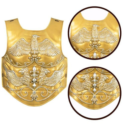 3 Pcs Medieval Knight Chest Guard, Retro Viking Body Chest Protector for Cosplay Party Renaissance Costume - color: Gold