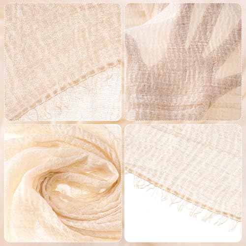 Nydotd Women Summer Cotton Linen Scarf Crinkle Long Beach Shawl Wrap hijab with Fringe - color: Light Apricot