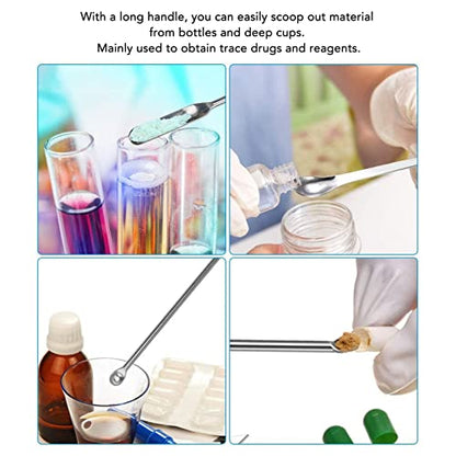 Diydeg 12Pcs Stainless Steel Lab Spatula, Micro Scoop Set, Lab Spoons Spatula Tool for Gel Capsules Empty Quickly Fill Tray with Powder Tamper Tools, Mixing Spatula