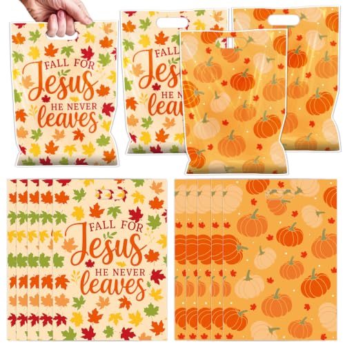 Falueqg Fall for Jesus He Never Leaves Goodie Candy Bag Fall Party Supplies - color: Fall Pumpkin