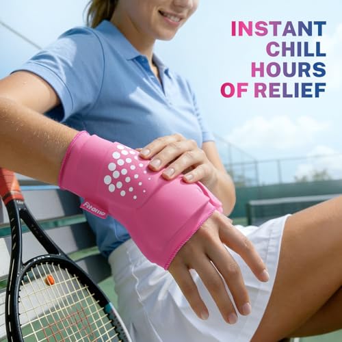 Thumb & Wrist Ice Pack Wrap, Thickened Ice Gel Pad, Ergonomic Fit, Long Lasting Cold & Warm for Carpal Tunnel Relief, Arthritis, Computer Overuse Injuries, Post-Surgery, Post-Workout, Pink, Size L/XL - size: L/XL, style: Pink