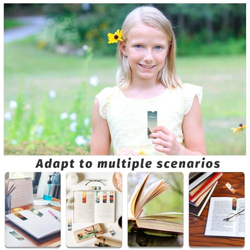48 Pieces Magnetic Bookmarks Magnet Page Markers - Book Marks for Reading Women & Men with Storage Boxes - Cute Magnet Bookmark Clips for Reading Pleasure（Landscape） - size: 48, style: Landscape Style