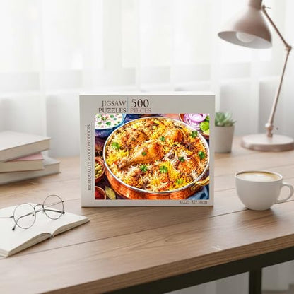 BIRYANI Indian Rice Dish Islam Jigsaw Puzzle - 500 Pieces Wooden Puzzle for Adults, Wall Art Gift, Finished Size: 20 x 15 Inch - color: Biryani Indian Rice Dish - 500 Pieces